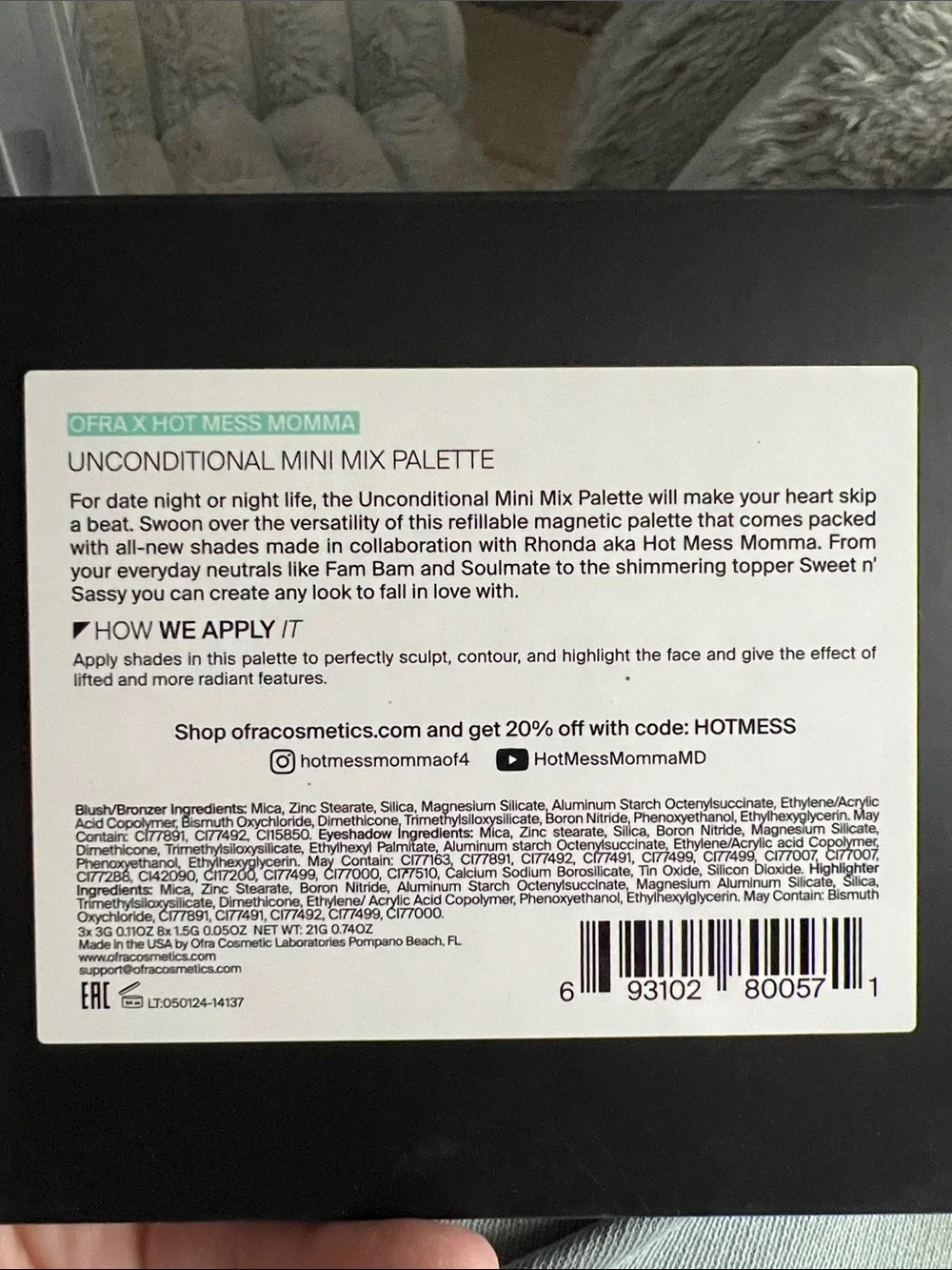 OFRA Unconditional Mini Mix Palette — Black with Teal Label